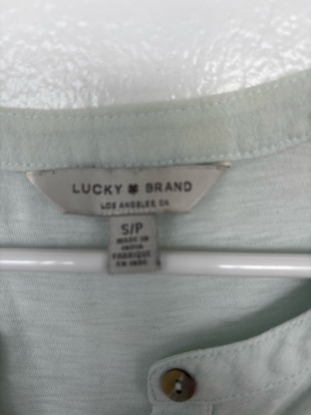Lucky Brand Pale Mint Henley Pocket Short Sleeve Top - Picture 2 of 3